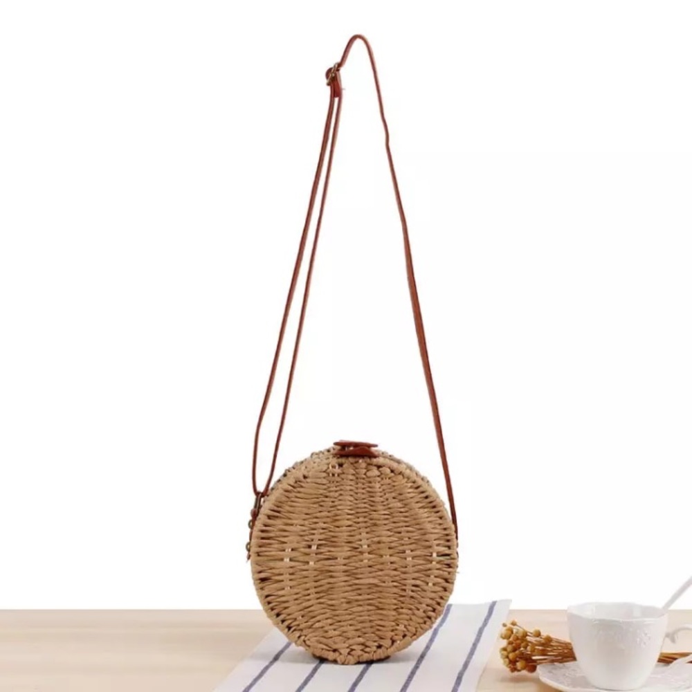 PREVIEW - Tan Crossbody Straw Bag - Picture 4 of 8